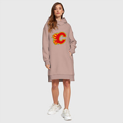 Женское худи-платье Calgary Flames, цвет: пыльно-розовый — фото 2