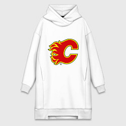 Женское худи-платье Calgary Flames, цвет: белый