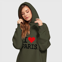 Женское худи-платье I love Paris, цвет: хаки — фото 2