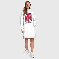 Женское худи-платье Британский флаг, цвет: белый — фото 2
