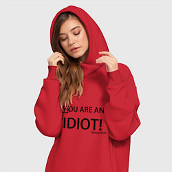 Женское худи-платье You are an idiot!, цвет: красный — фото 2