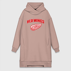 Женское худи-платье Detroit Red Wings, цвет: пыльно-розовый