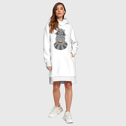 Женское худи-платье Енотик с клубникой, цвет: белый — фото 2