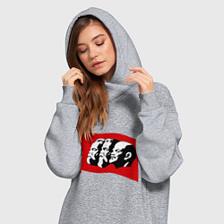 Женское худи-платье Маркс, Энгельс, Ленин, цвет: меланж — фото 2