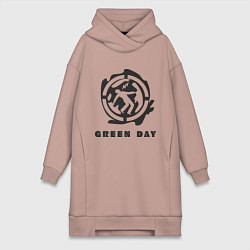 Женское худи-платье Green Day: Red Symbol, цвет: пыльно-розовый