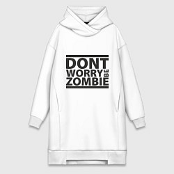 Женское худи-платье Dont worry be zombie, цвет: белый