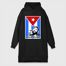 Женское худи-платье Fidel: Viva, Cuba!, цвет: черный