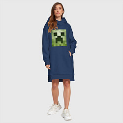 Женское худи-платье Мinecraft creeper, цвет: тёмно-синий — фото 2
