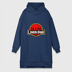 Женское худи-платье Linkin Park: Jurassic Park, цвет: тёмно-синий