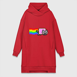 Женское худи-платье Nyan Cat, цвет: красный