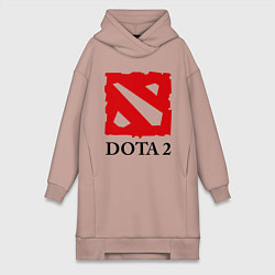 Женское худи-платье Dota 2: Logo, цвет: пыльно-розовый