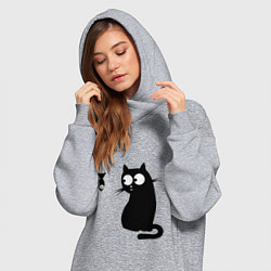Женское худи-платье Кот и рыба, цвет: меланж — фото 2