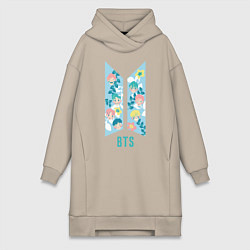 Женское худи-платье BTS Army Floral, цвет: миндальный