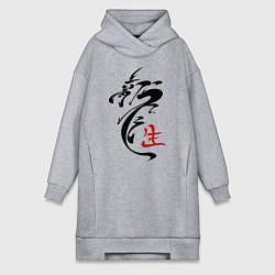 Женское худи-платье Иероглиф дракон, цвет: меланж