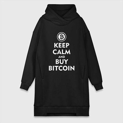 Женская толстовка-платье Keep Calm & Buy Bitcoin / Черный – фото 1