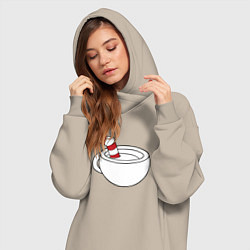 Женское худи-платье Red Cuphead, цвет: миндальный — фото 2