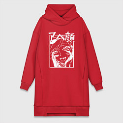 Женское худи-платье Ahegao Black, цвет: красный