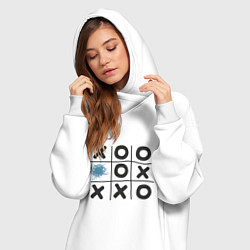 Женское худи-платье Хабра- крестики нолики, цвет: белый — фото 2