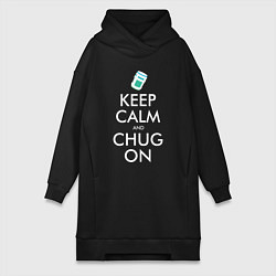 Женское худи-платье Keep Calm & Chug on, цвет: черный