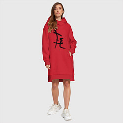 Женское худи-платье Иероглиф: минет, цвет: красный — фото 2