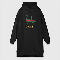 Женское худи-платье GUSSI GG, цвет: черный