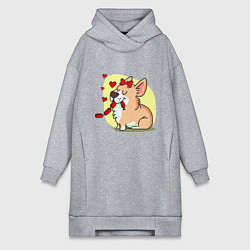 Женское худи-платье Влюбленная собачка, цвет: меланж