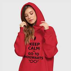 Женское худи-платье Keep Calm & Go To Hogwarts, цвет: красный — фото 2