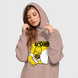 Женское худи-платье Homer D'OH!, цвет: пыльно-розовый — фото 2