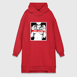Женское худи-платье Waifu Material, цвет: красный