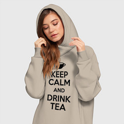 Женское худи-платье Keep Calm & Drink Tea, цвет: миндальный — фото 2