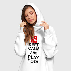 Женское худи-платье Keep Calm & Play Dota, цвет: белый — фото 2