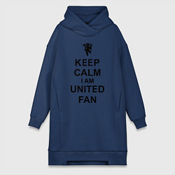 Женское худи-платье Keep Calm & United fan, цвет: тёмно-синий