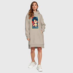 Женское худи-платье Леви Аккерман, цвет: миндальный — фото 2