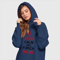 Женское худи-платье Keep Calm & Forza Milan, цвет: тёмно-синий — фото 2