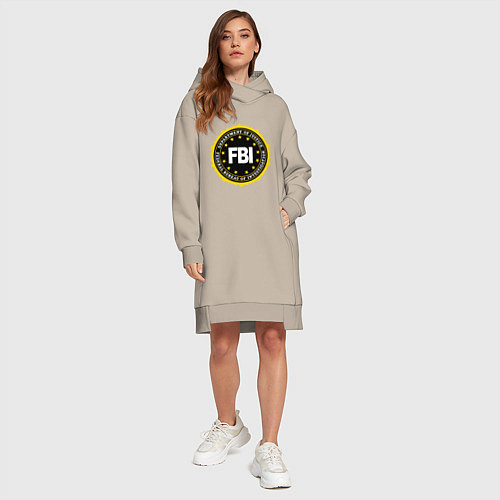 Женская толстовка-платье FBI Departament / Миндальный – фото 4