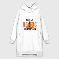 Женское худи-платье AC/DC: High Voltage, цвет: белый