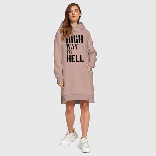 Женская толстовка-платье High way to hell / Пыльно-розовый – фото 4