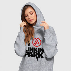 Женское худи-платье I love Linkin Park, цвет: меланж — фото 2