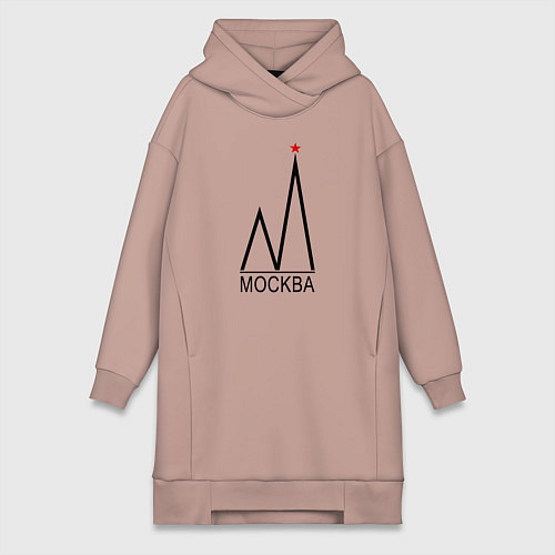 Женская толстовка-платье Москва-чёрный логотип-2 / Пыльно-розовый – фото 1