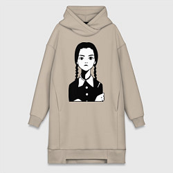 Женское худи-платье Wednesday Addams, цвет: миндальный