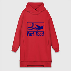 Женское худи-платье Shark fast food, цвет: красный