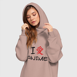 Женское худи-платье I love anime, цвет: пыльно-розовый — фото 2