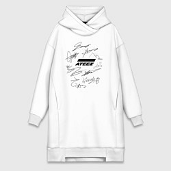 Женское худи-платье Ateez автографы, цвет: белый