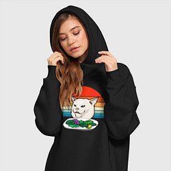 Женское худи-платье Woman yelling at a cat, цвет: черный — фото 2