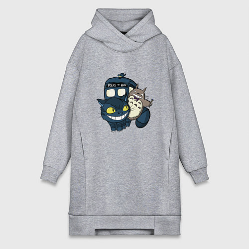 Женская толстовка-платье Tardis Totoro / Меланж – фото 1