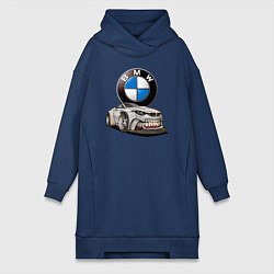 Женское худи-платье BMW оскал, цвет: тёмно-синий