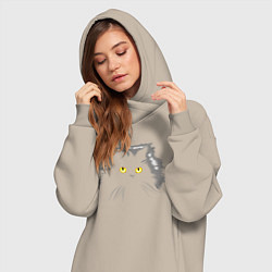 Женское худи-платье Грозовой, кошак пушистый, цвет: миндальный — фото 2