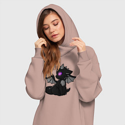 Женское худи-платье Эндар дракон, цвет: пыльно-розовый — фото 2