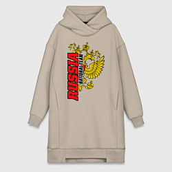 Женское худи-платье RUSSIA national team, цвет: миндальный