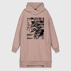 Женское худи-платье Ева Евангелион, цвет: пыльно-розовый